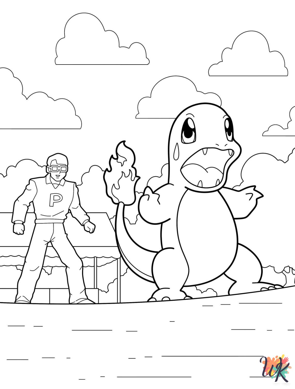 free full size printable Charmander coloring pages for adults pdf