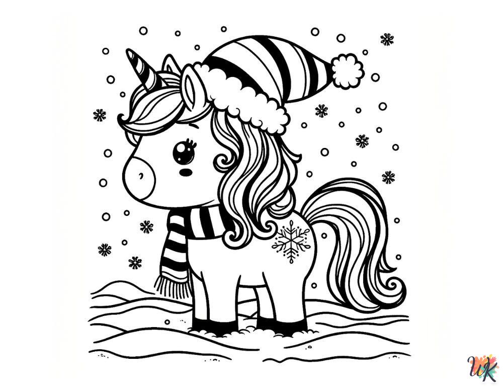 free Christmas Unicorn printable coloring pages 1