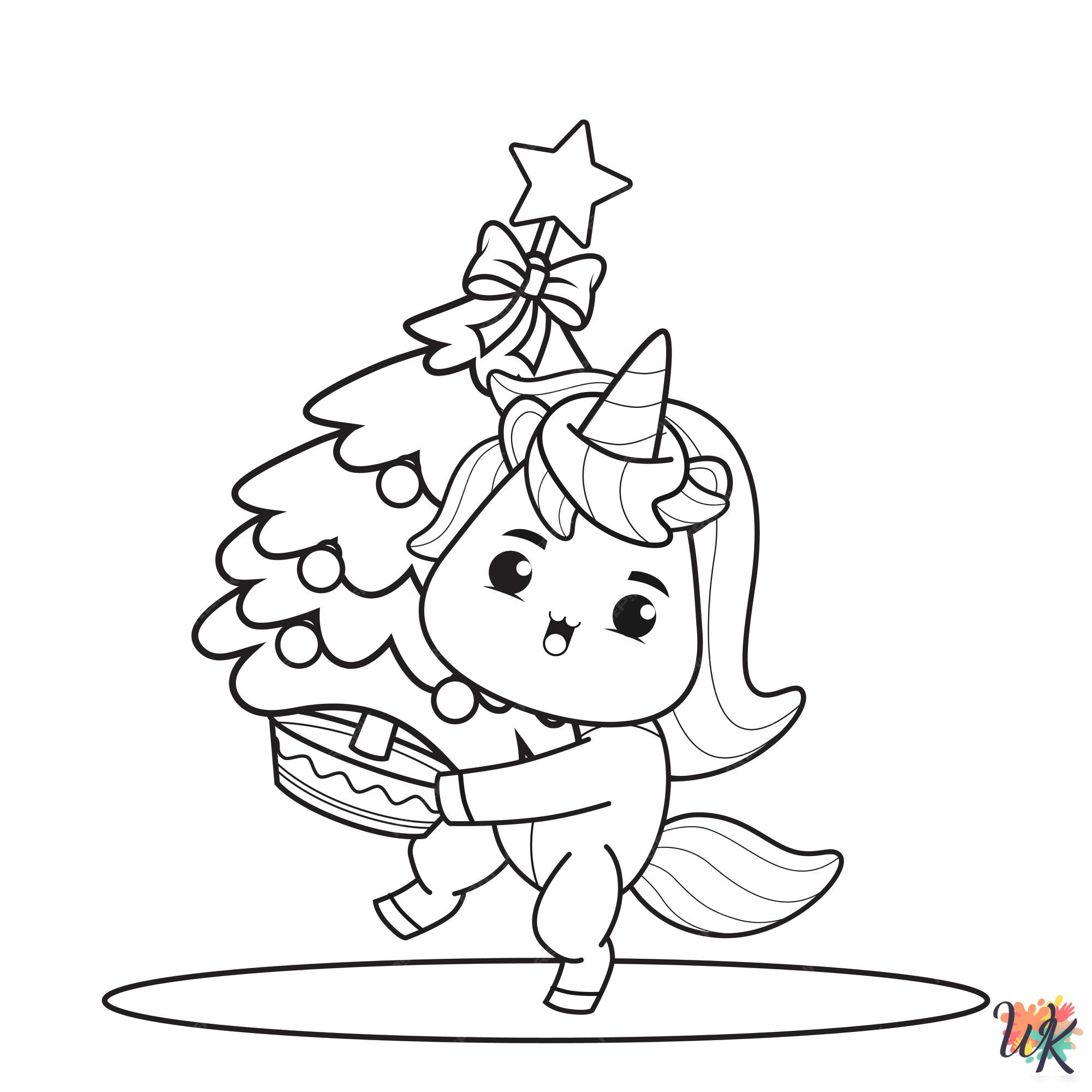 coloring pages Christmas Unicorn