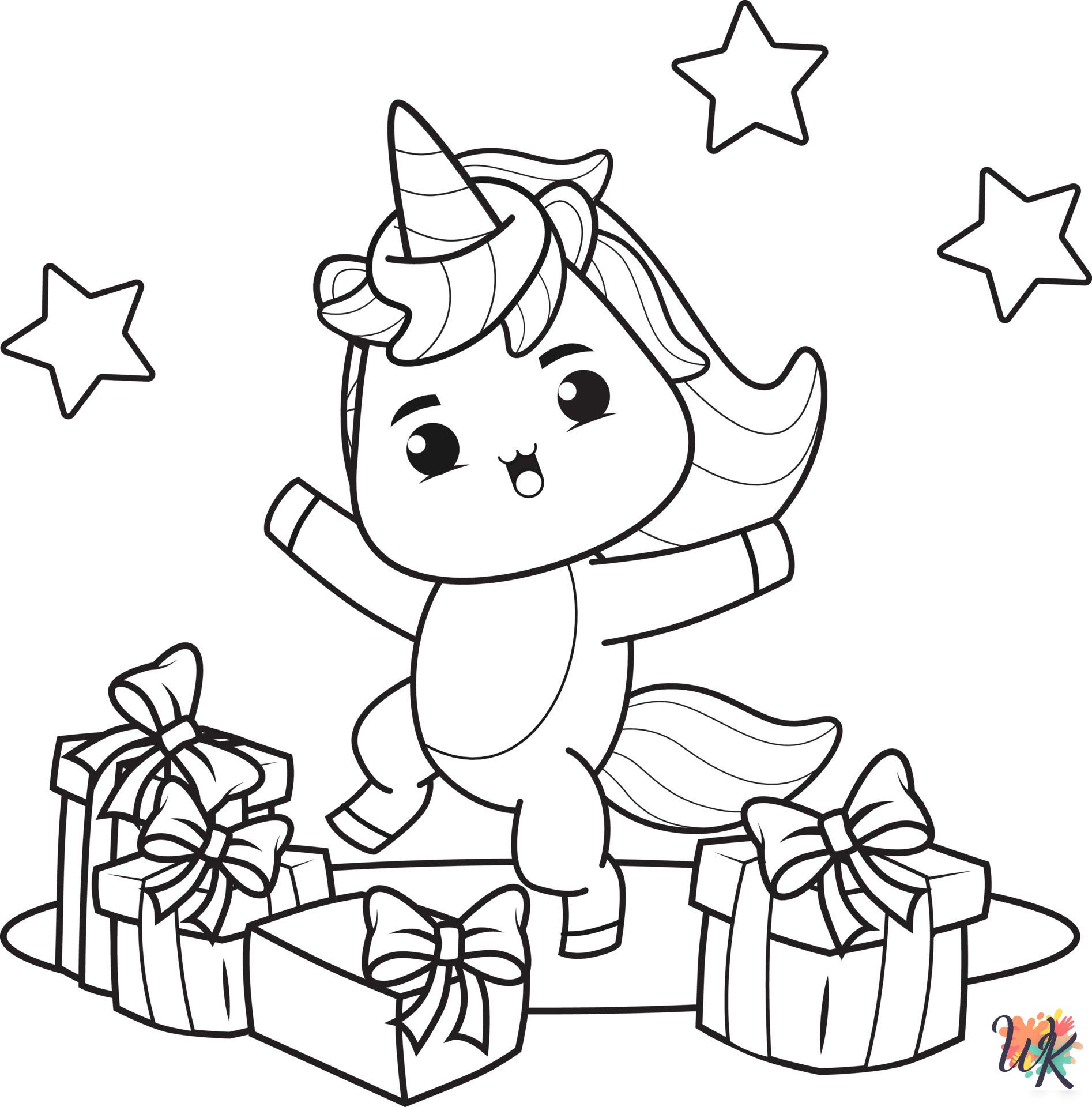 free Christmas Unicorn tree coloring pages