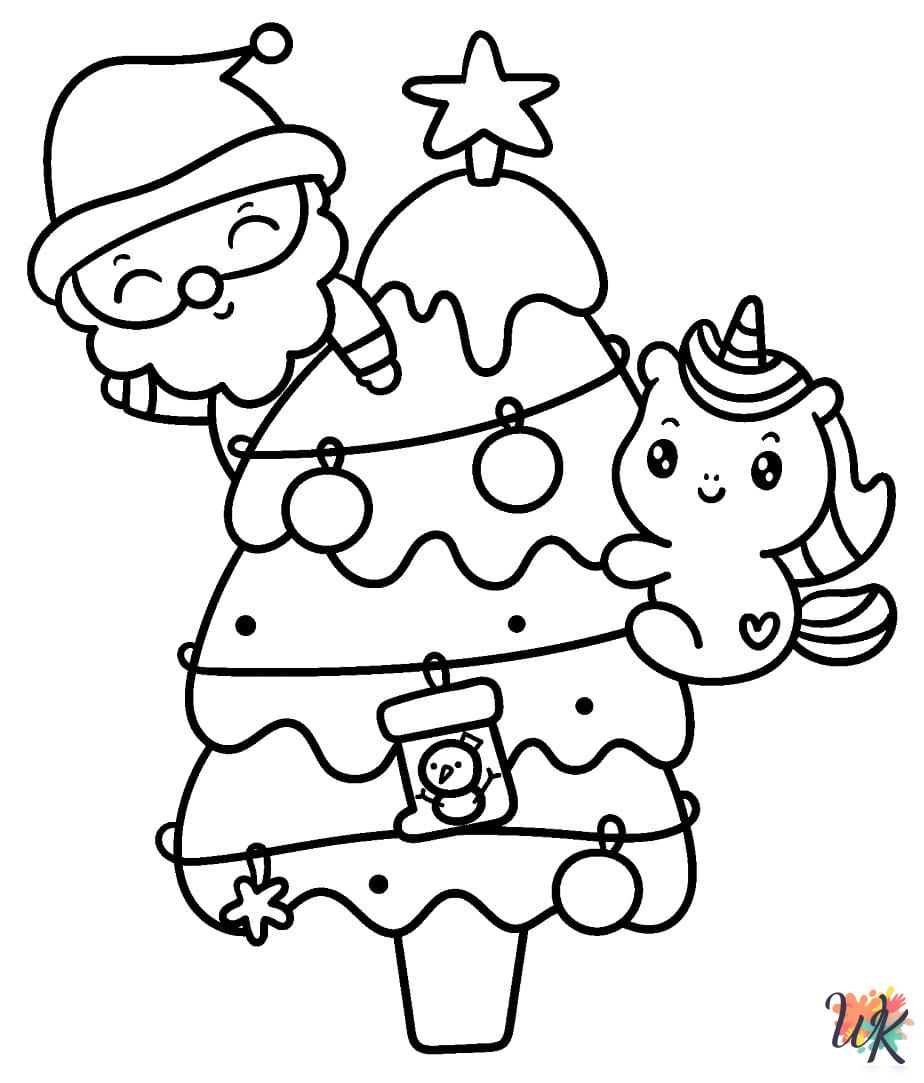 adult Christmas Unicorn coloring pages