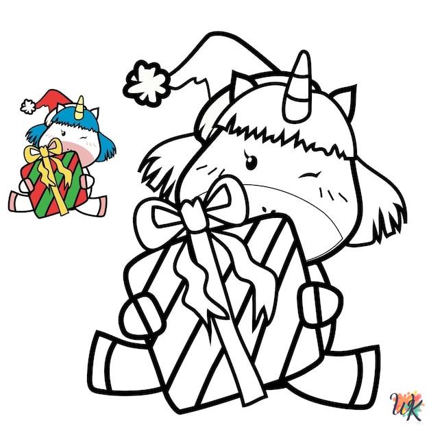 preschool Christmas Unicorn coloring pages