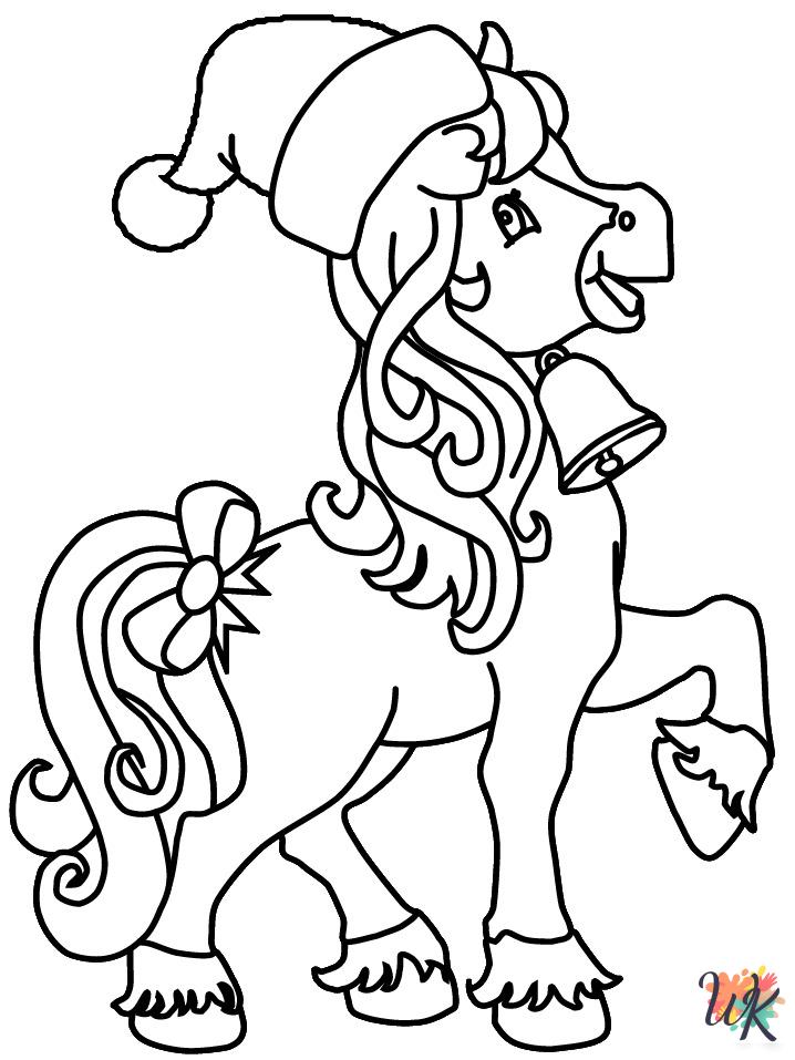 free adult Christmas Unicorn coloring pages