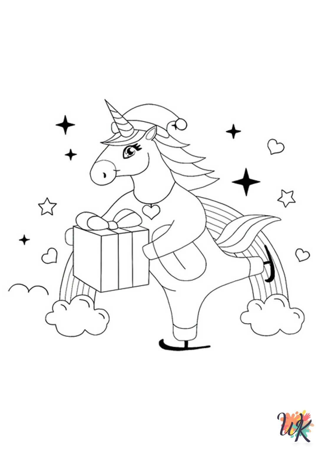 coloring pages for kids Christmas Unicorn