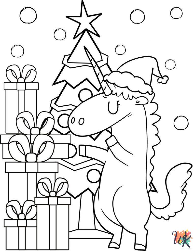 free coloring Christmas Unicorn pages