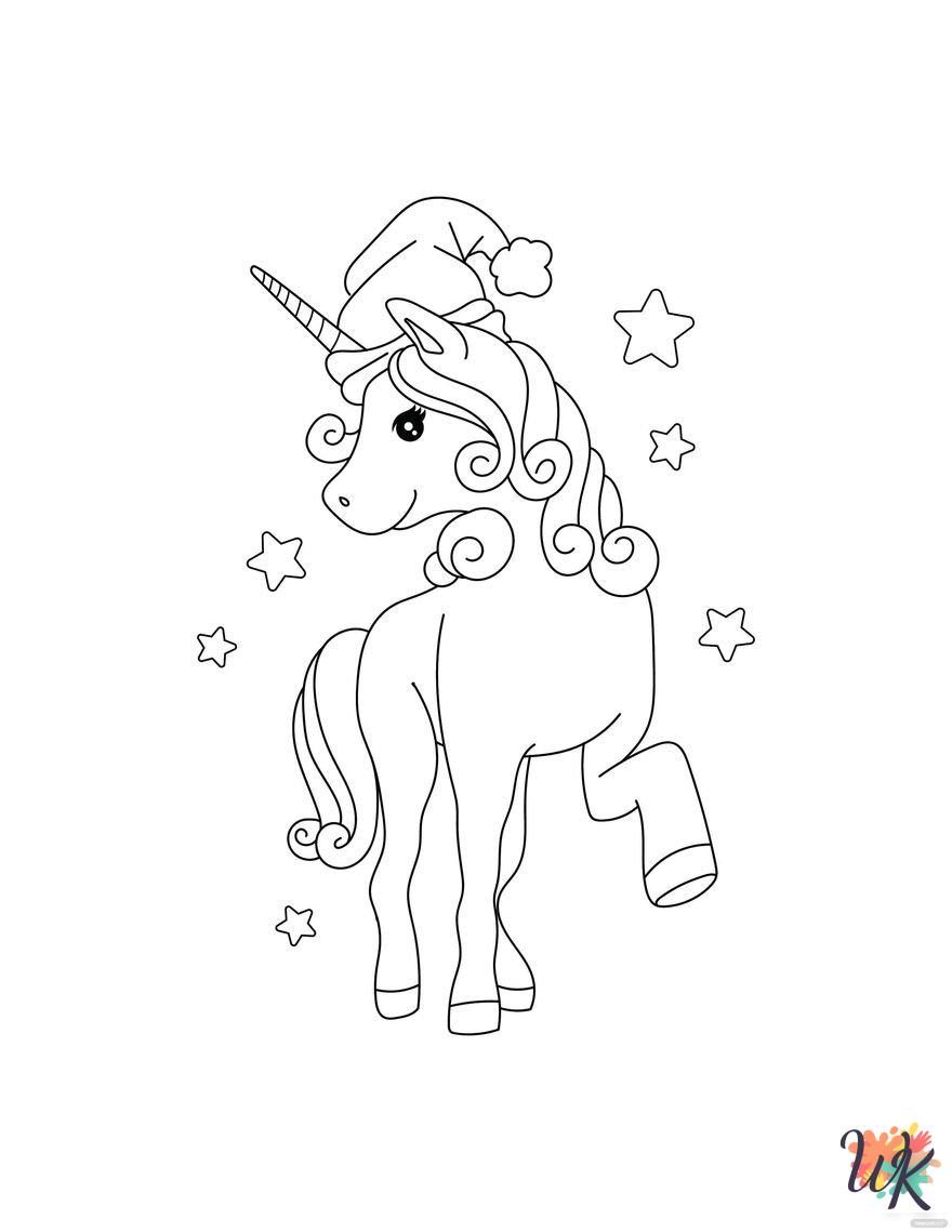 Christmas Unicorn coloring pages to print