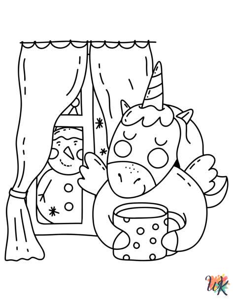 Christmas Unicorn adult coloring pages