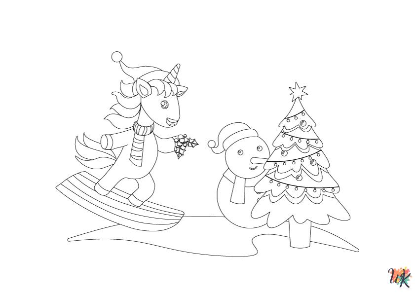 Christmas Unicorn coloring pages for adults