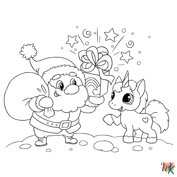 free printable Christmas Unicorn coloring pages for adults