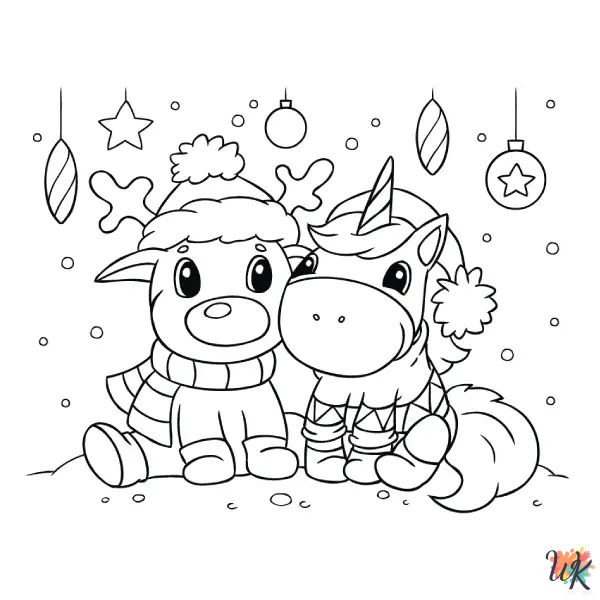 grinch cute Christmas Unicorn coloring pages