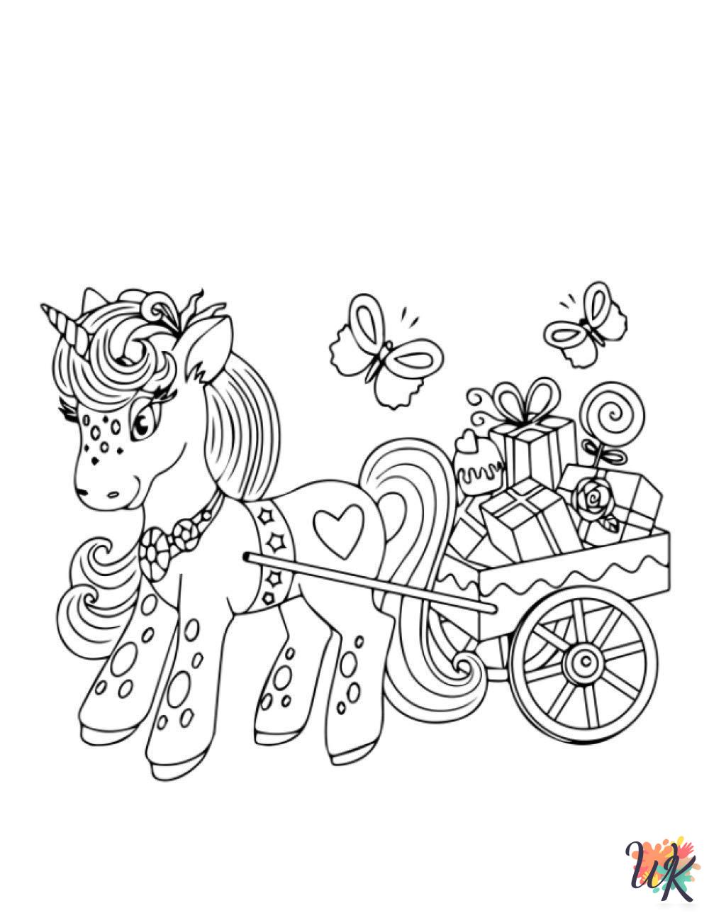 Christmas Unicorn coloring pages easy
