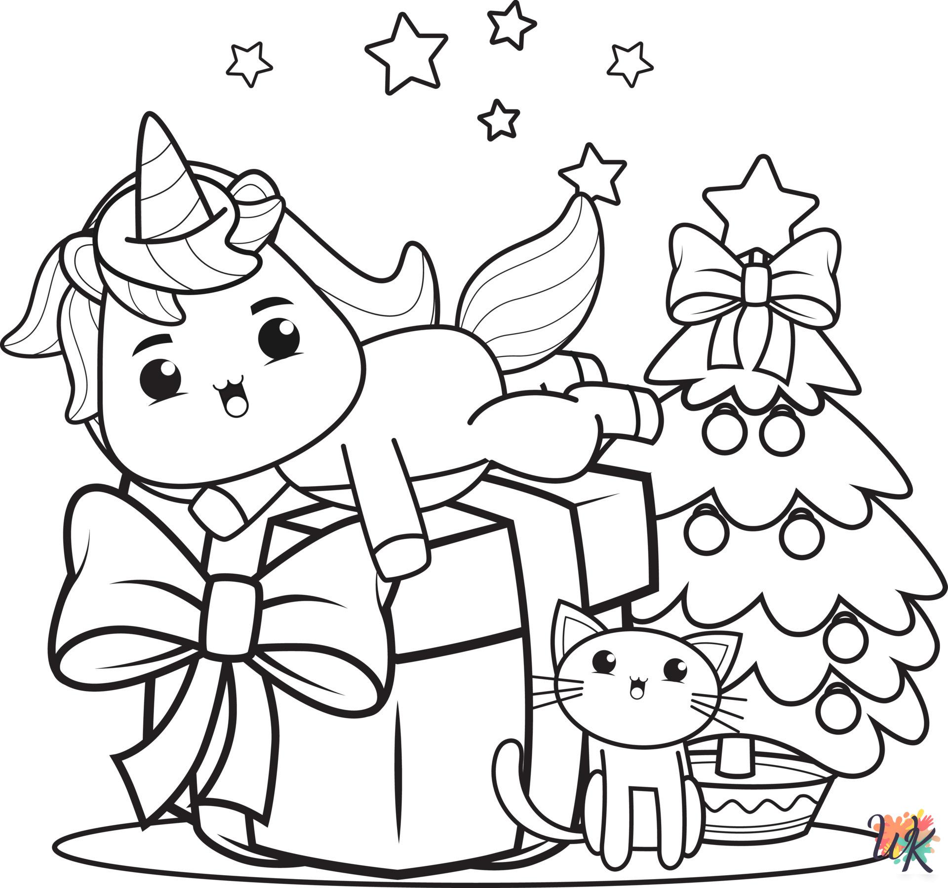 free printable Christmas Unicorn coloring pages