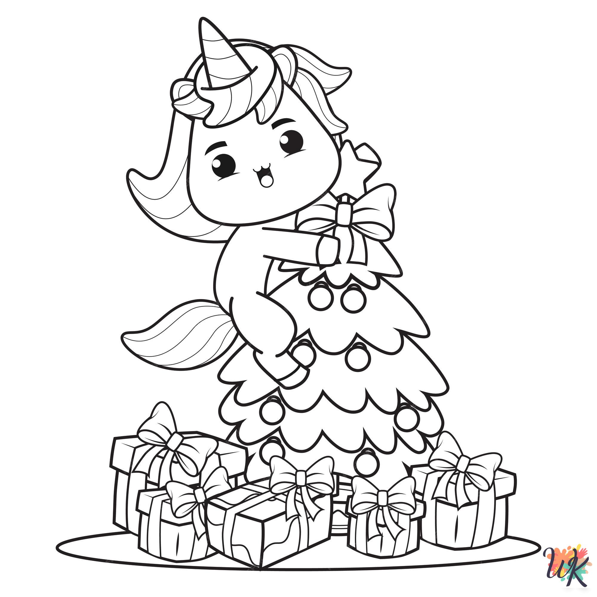 Christmas Unicorn coloring pages free printable