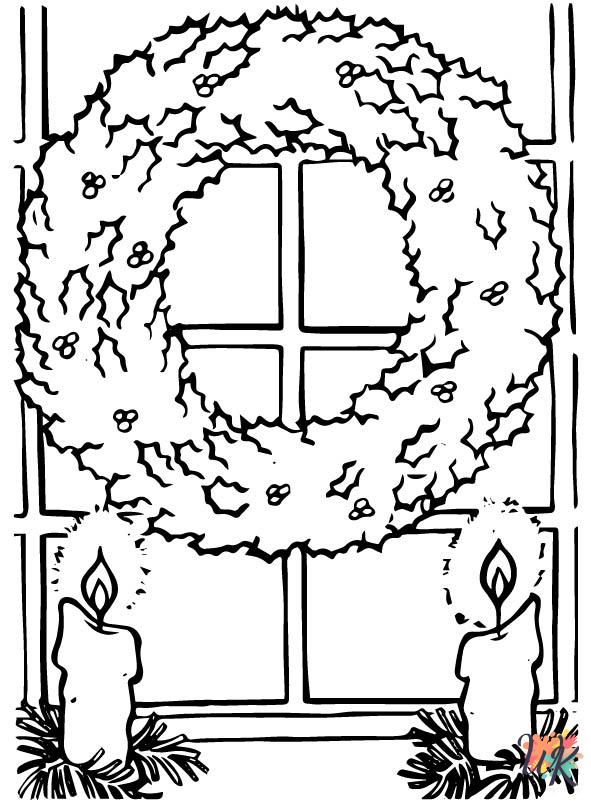 free printable Christmas Wreaths coloring pages