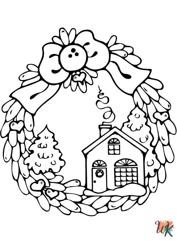 free Christmas Wreaths coloring pages pdf