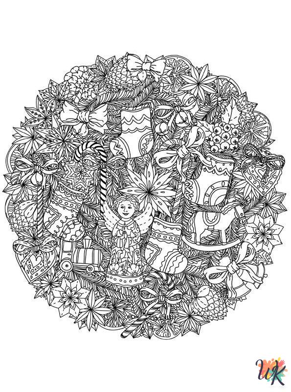 Christmas Wreaths free coloring pages