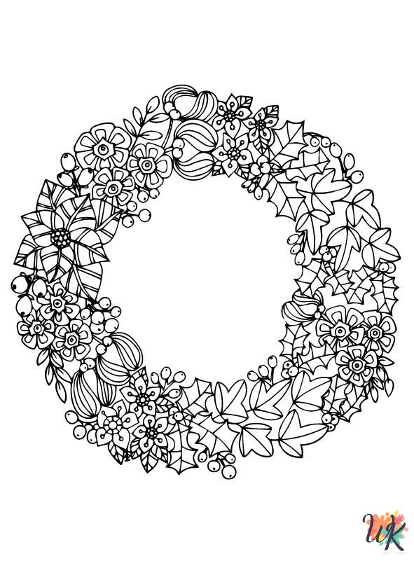 Christmas Wreaths coloring pages for adults easy