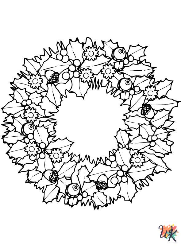 free adult Christmas Wreaths coloring pages