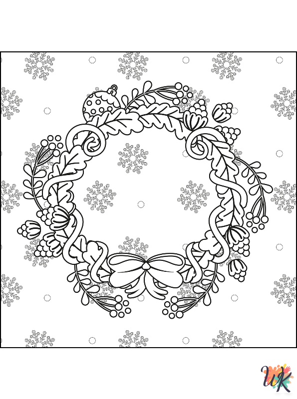 printable Christmas Wreaths coloring pages for adults