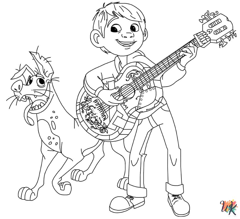 free full size printable Coco coloring pages for adults pdf