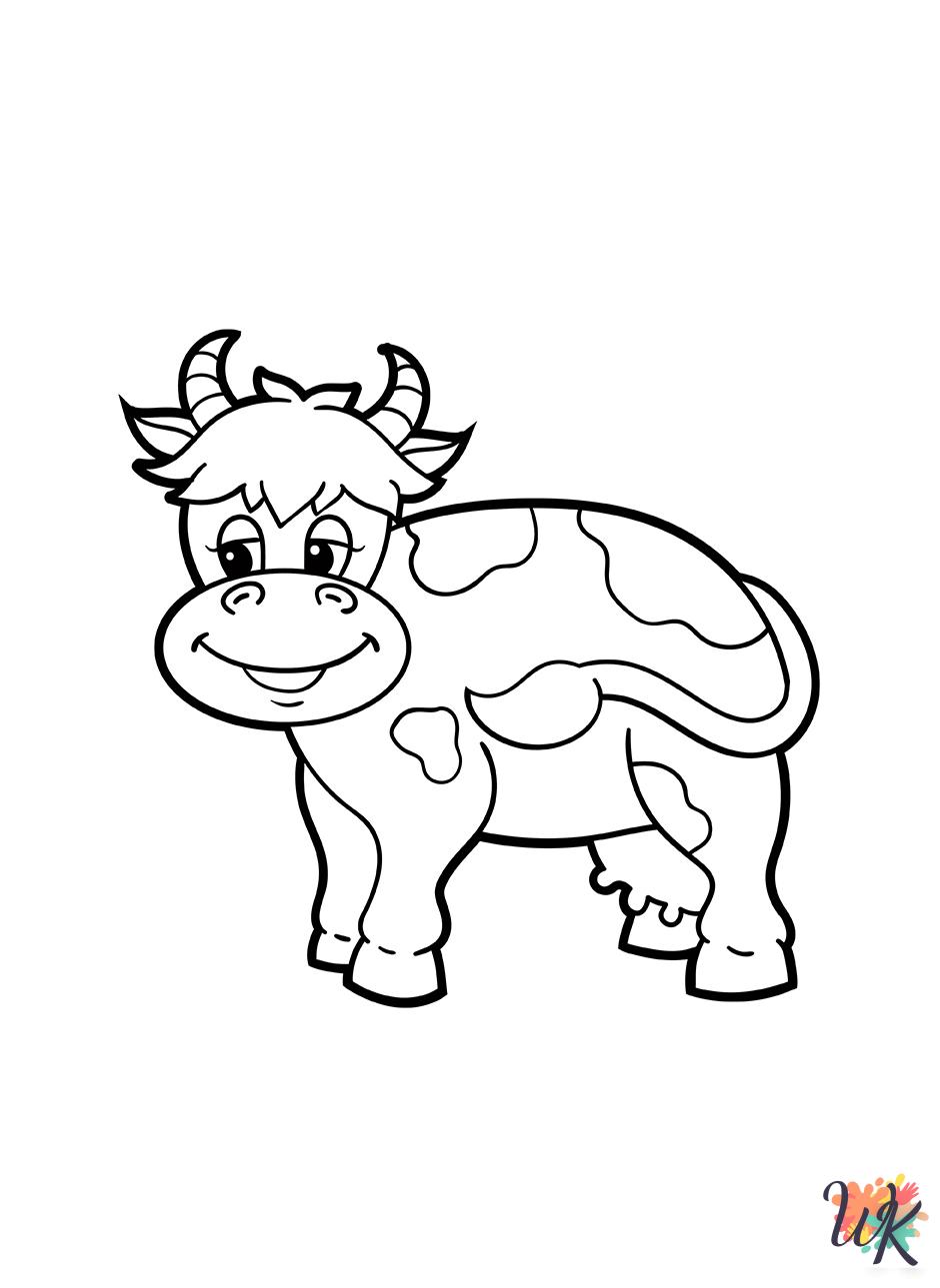 easy cute Cow coloring pages