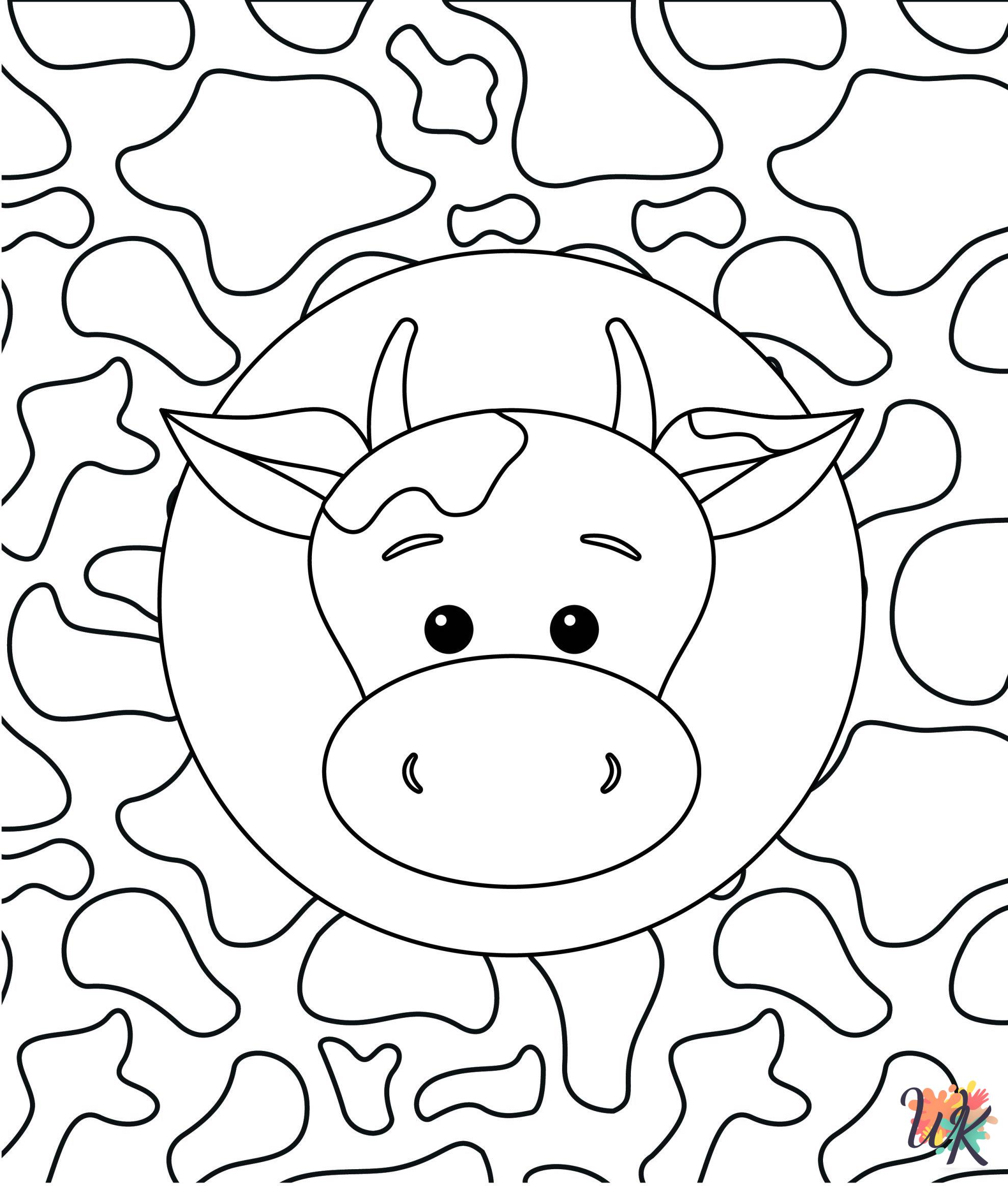 Cow coloring book pages