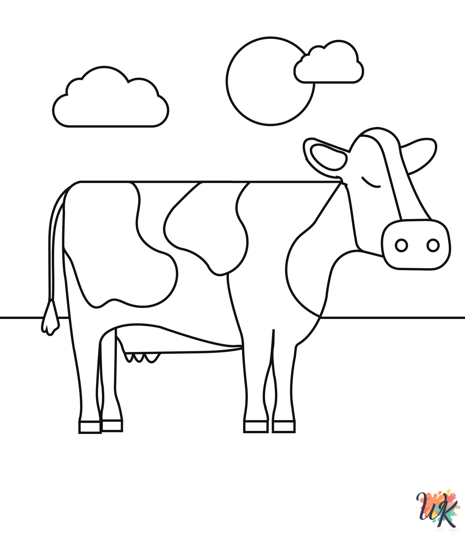 kawaii cute Cow coloring pages