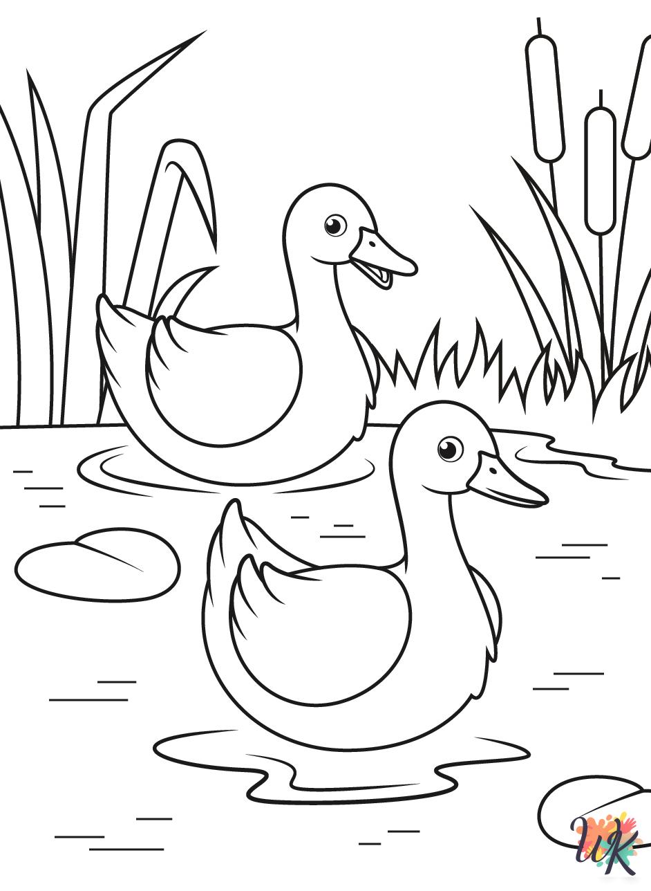 kawaii cute Ducks coloring pages