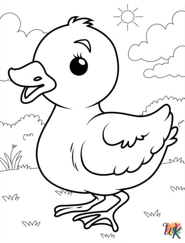 free Ducks tree coloring pages 1