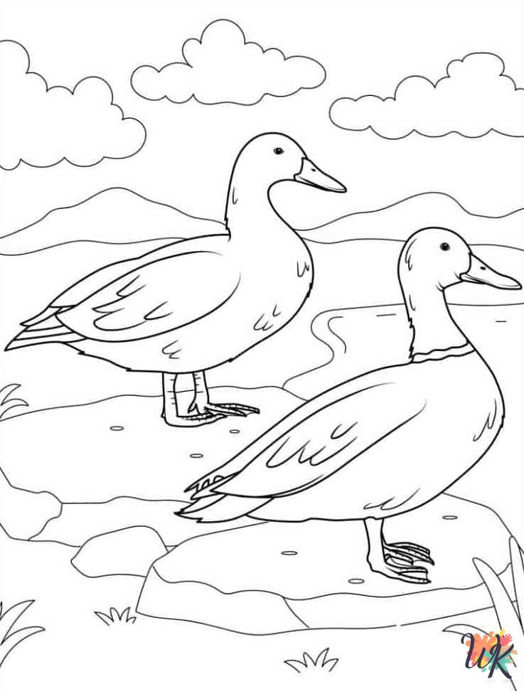free Ducks tree coloring pages
