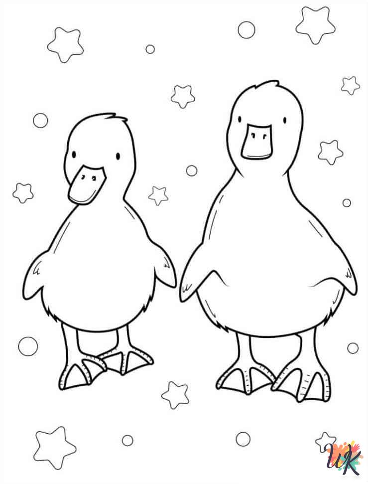 free Ducks tree coloring pages