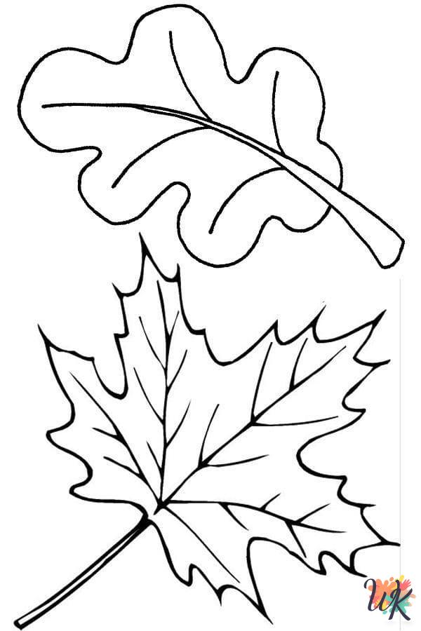 free full size printable Fall Leaves coloring pages for adults pdf