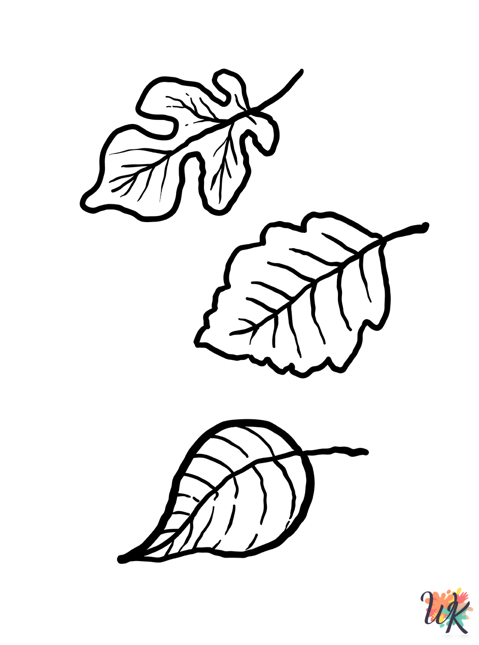 detailed Fall Leaves coloring pages