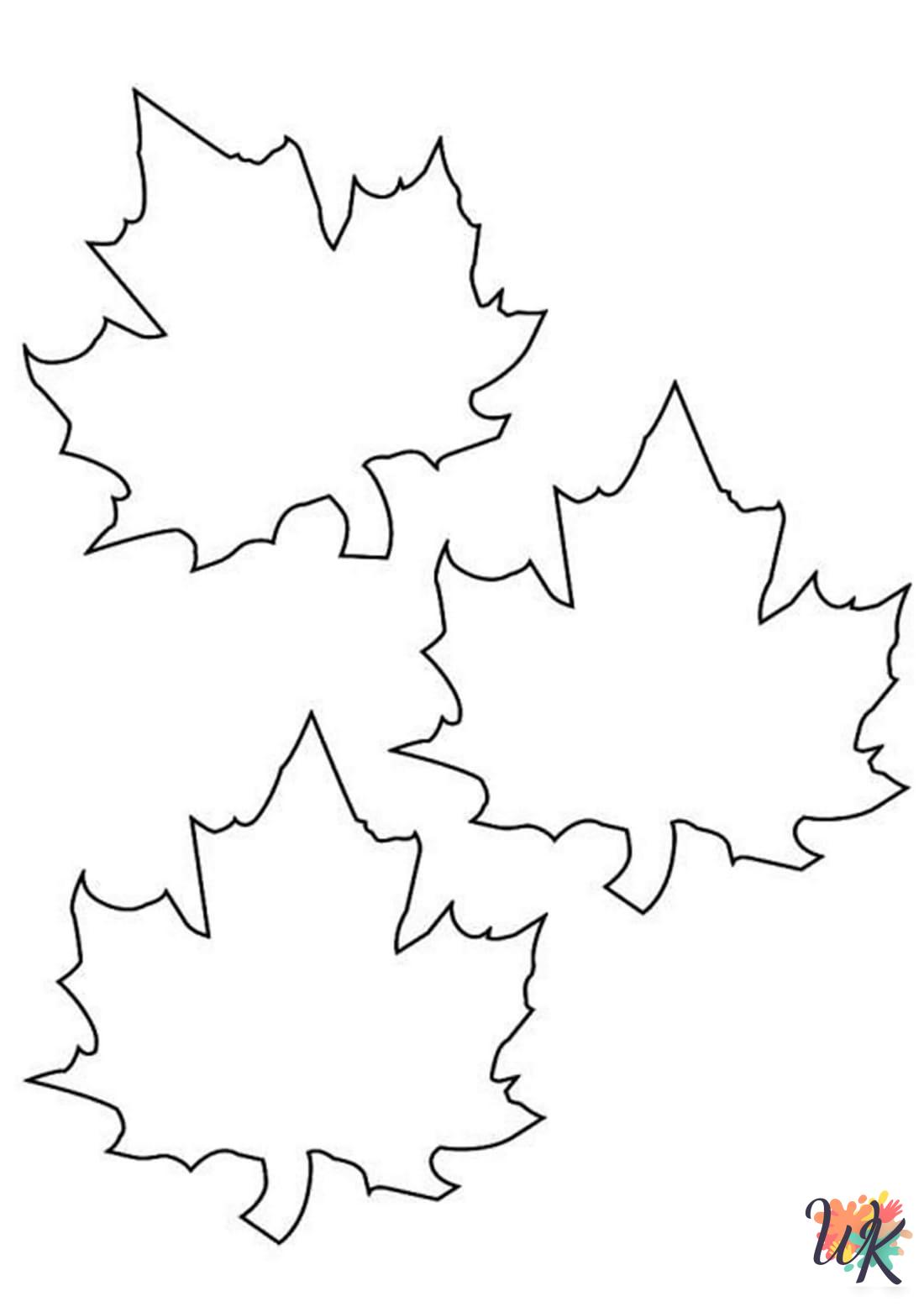 detailed Fall Leaves coloring pages for adults