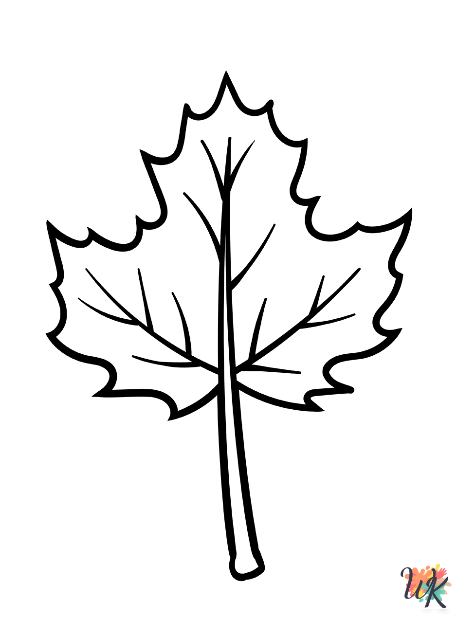 Fall Leaves coloring pages easy 2