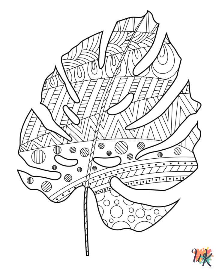 detailed Fall Leaves coloring pages for adults