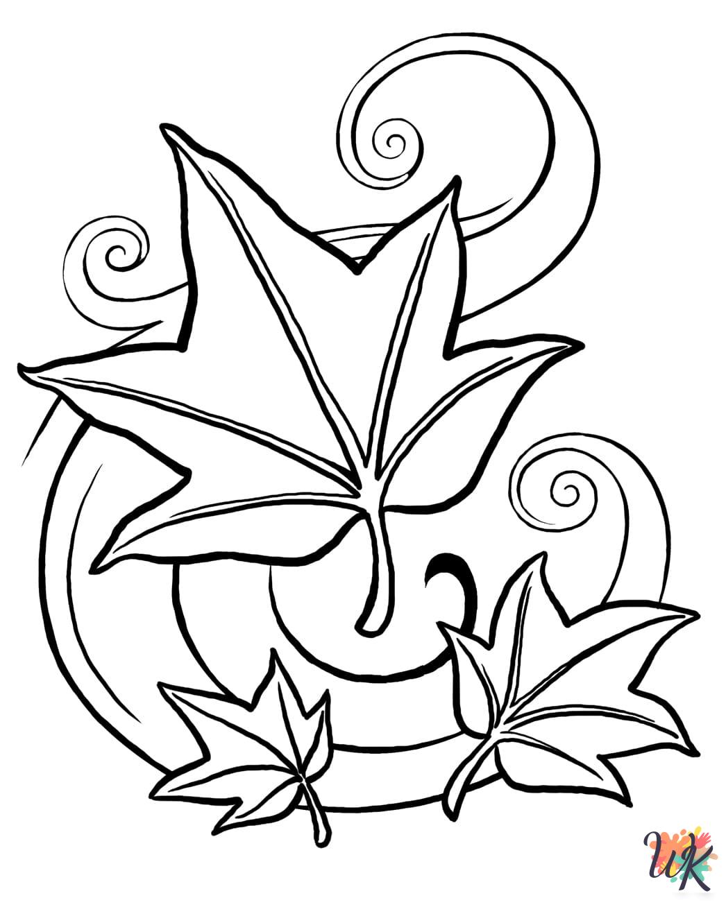 free Fall Leaves coloring pages for adults