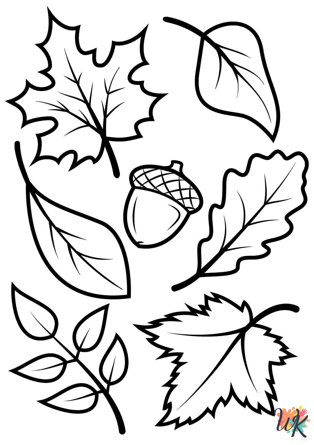 Fall Leaves coloring book pages
