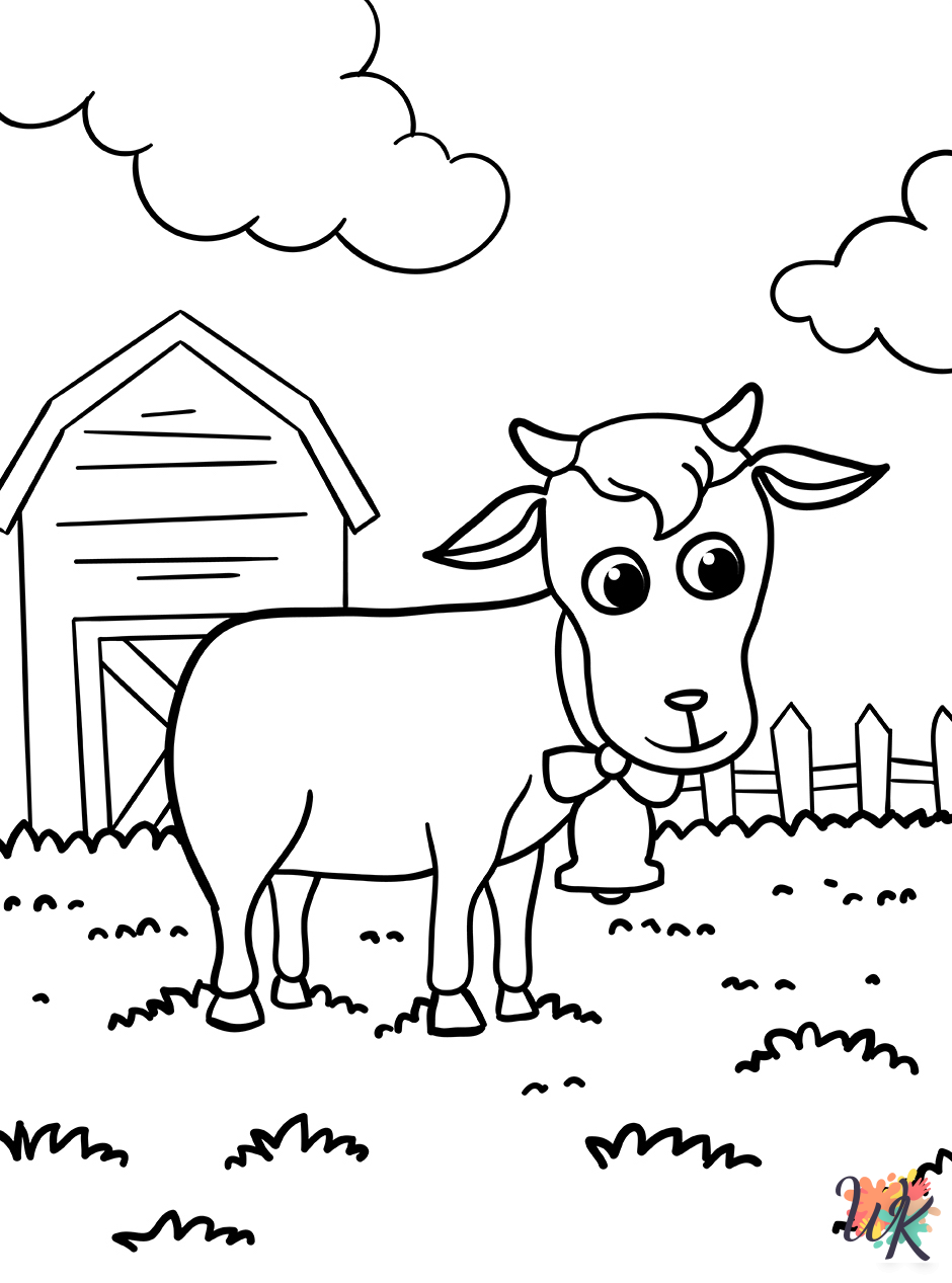 free full size printable Farm Animal coloring pages for adults pdf