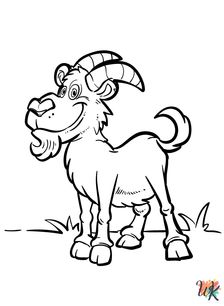 free full size printable Goats coloring pages for adults pdf