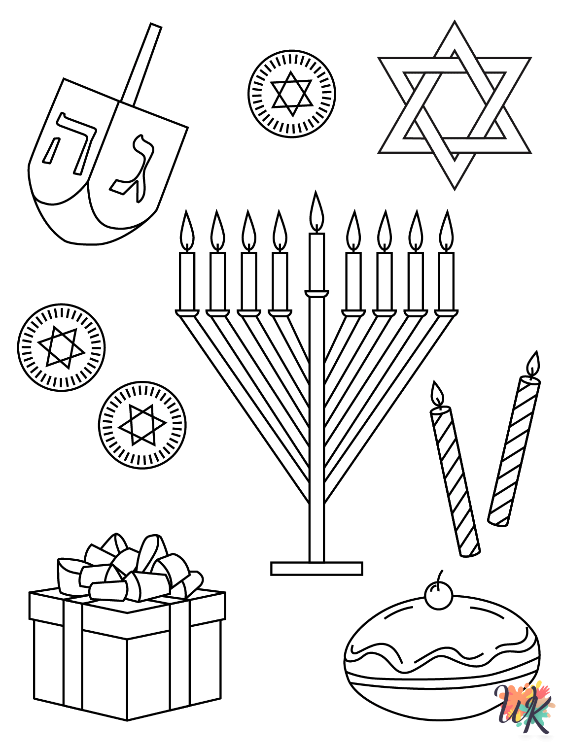 easy Hanukkah coloring pages