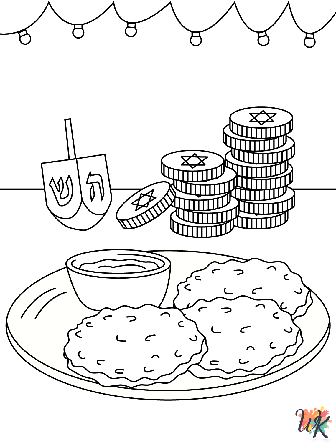 Hanukkah coloring pages for adults 1