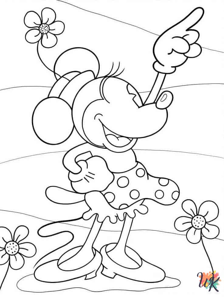kawaii cute Minnie Mouse coloring pages