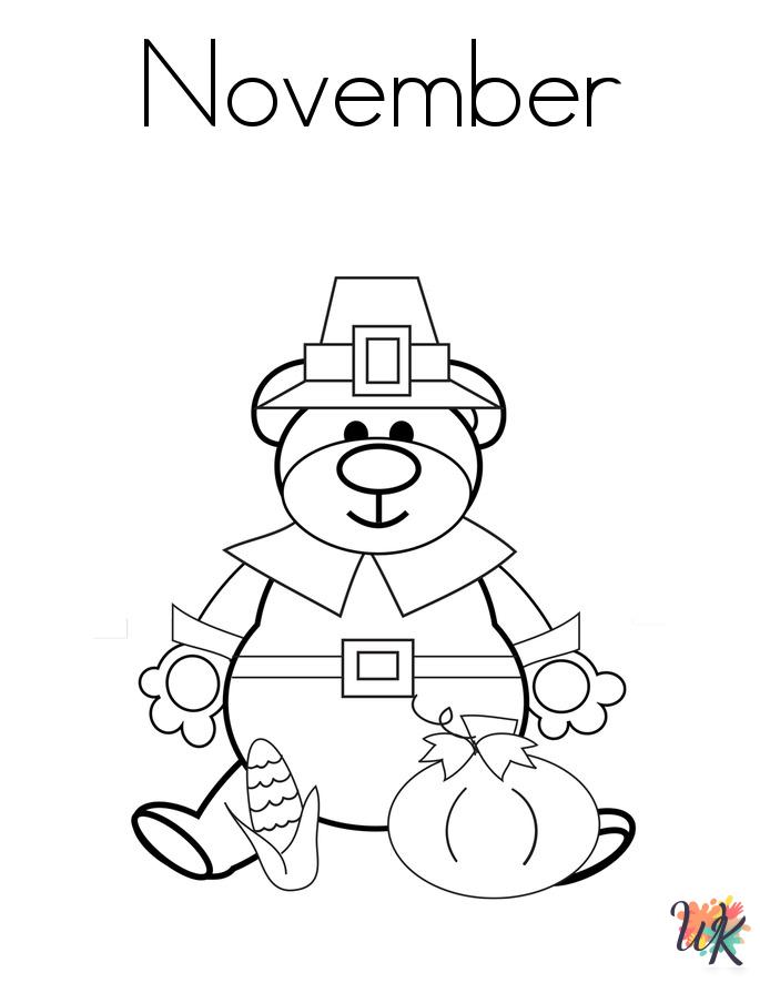 kawaii cute November coloring pages