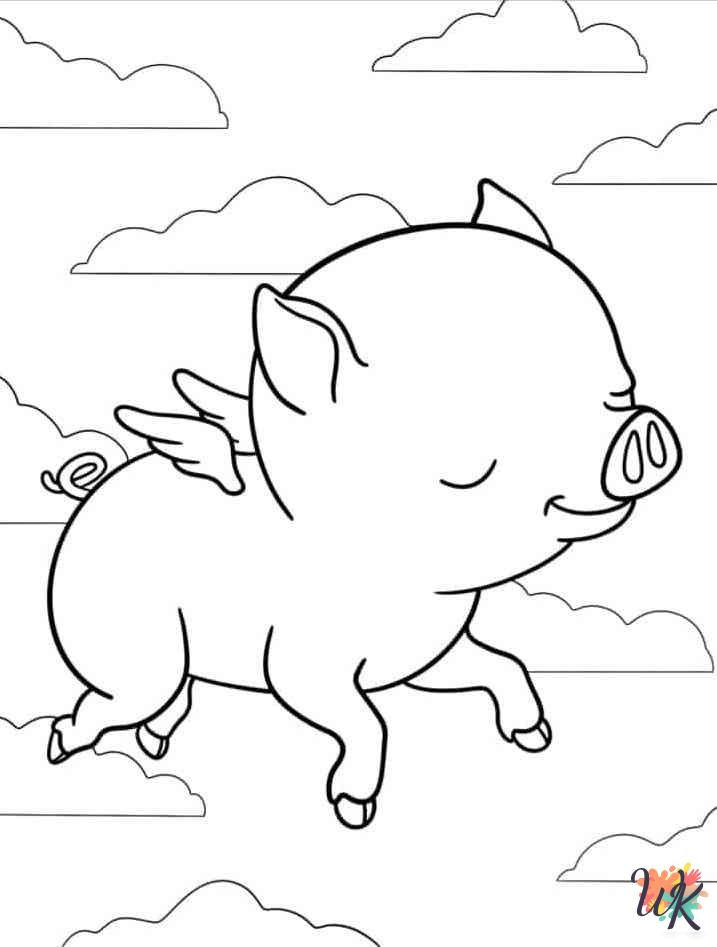 kawaii cute Pigs coloring pages