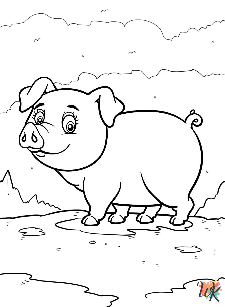 easy Pigs coloring pages 1