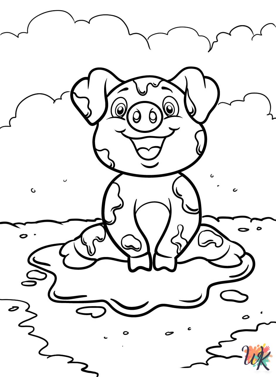 detailed Pigs coloring pages for adults