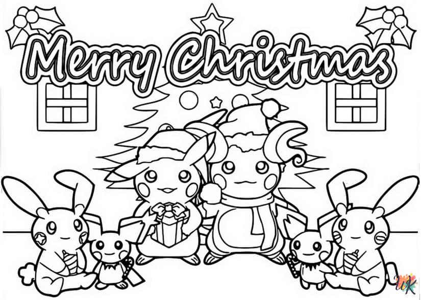 vintage Pokemon Christmas coloring pages