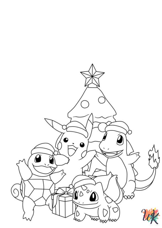 kawaii cute Pokemon Christmas coloring pages