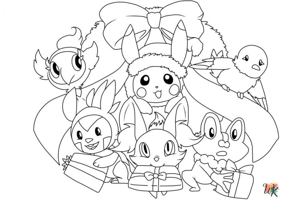 Pokemon Christmas themed coloring pages 1